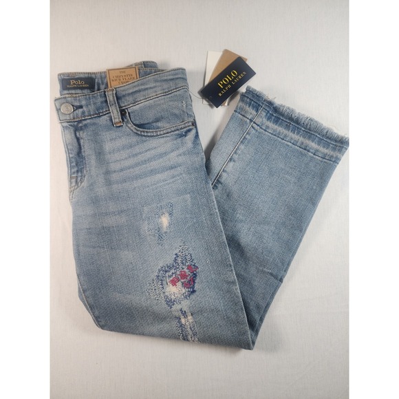 Polo Ralph Lauren Other - Polo Ralph Lauren Girls 16 Chrystie Flare Kids Crop Distressed Jeans Blue NWT
